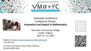 Flyer for VMATYC 2026 conference showing theme Innovation and Impact in Mathematics